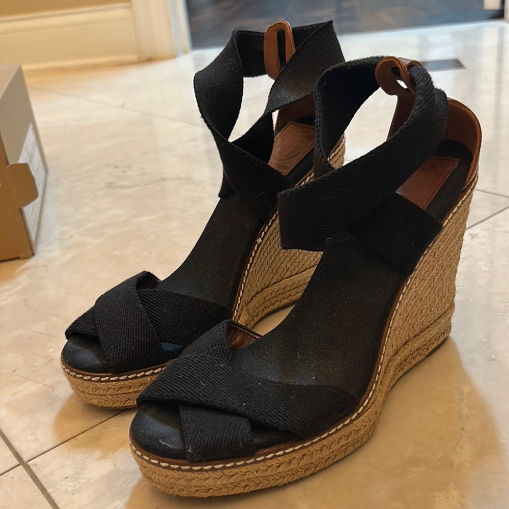 Tory Burch Espadrilles Black Wedges